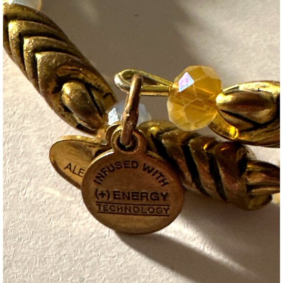 Alex And Ani Vintage 66 Sixty Six Beaded Coil Bracelet Energy Tech Gold Tone - Picture 6 of 8